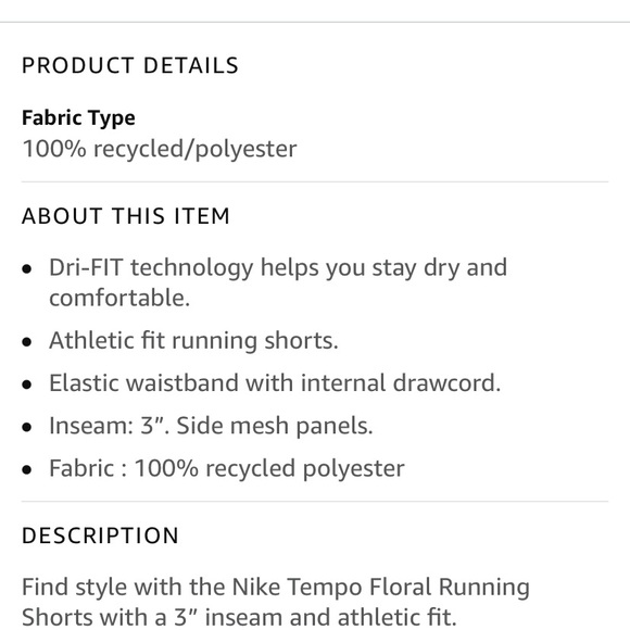 Nike Women`s Tempo Floral 3" Running Shorts - Picture 6 of 6